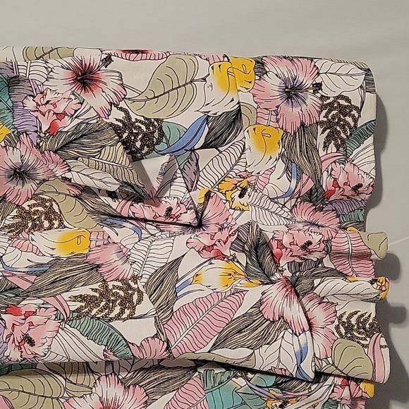 Apt. 9 women's 3X tropical floral print short sleeve ruffle hem dress - Picture 6 of 9